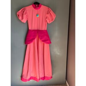 PRINCESS PEACH Custom Made Women's S/M Pink Cosplay Maxi Dress Ball Gown Costume